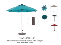 9′ Automatic Market Umbrella with Sunbrella Fabric and Lights (JUAF-16001-9)