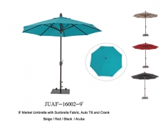 9′ Automatic Market Umbrella with Sunbrella Fabric, Auto Tilt and Crank (JUAF-16002-9)