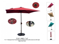 7×9′ Rectangular Solar Powered Aluminum Umbrella With Tilt,USB connector & LED Lights (JUAF-16005-7X9)